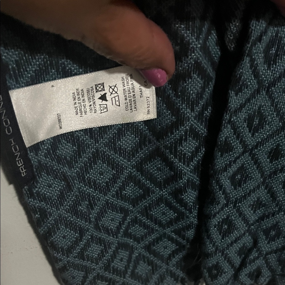 French Connection Blue Patterned Scarf - Picture 3 of 6